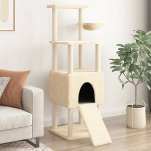 Albero per Gatti con Tiragraffi in Sisal Crema 153 cm 172115