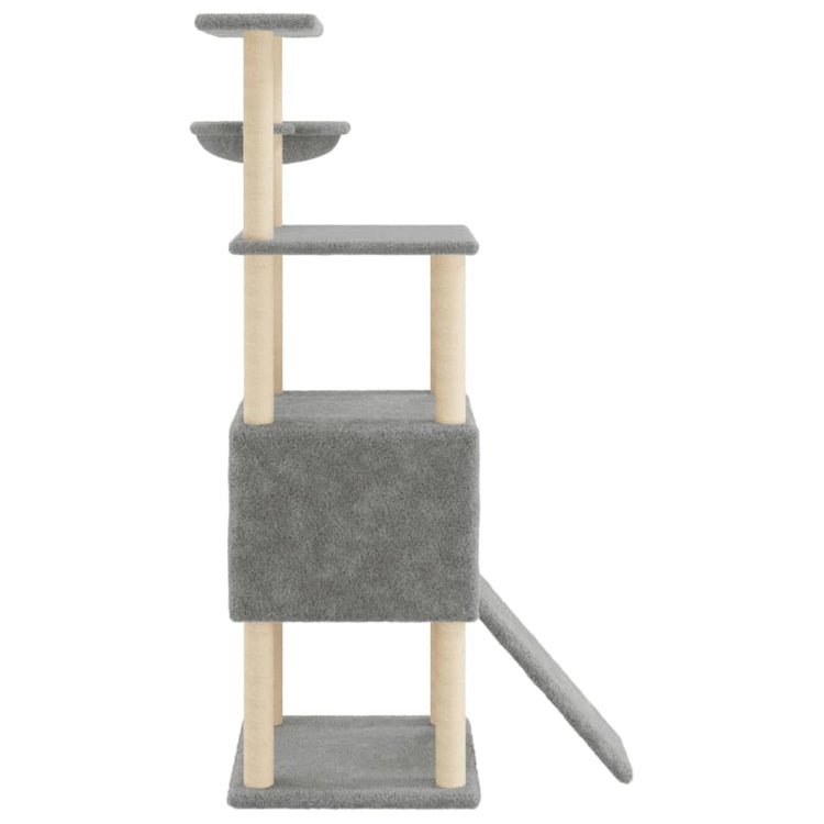 Albero per Gatti con Tiragraffi in Sisal Grigio Chiaro 153 cm 172116