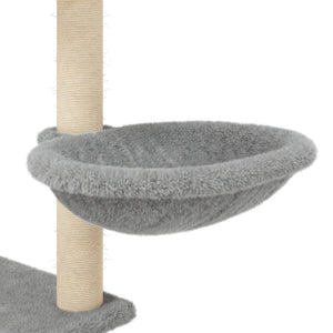 Albero per Gatti con Tiragraffi in Sisal Grigio Chiaro 153 cm 172116