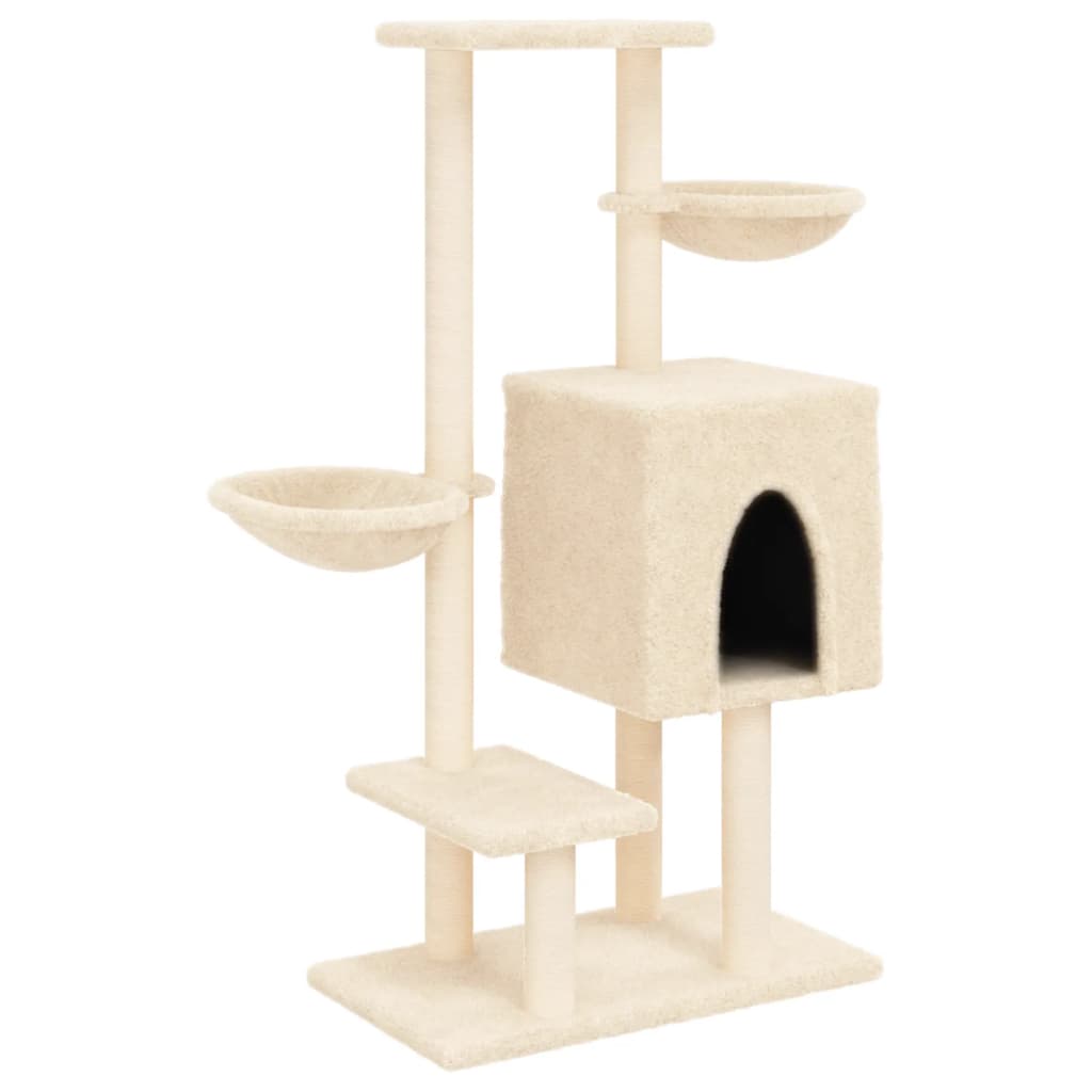 Albero per Gatti con Tiragraffi in Sisal Crema 117 cm 172118