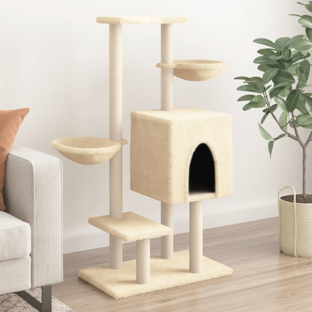 Albero per Gatti con Tiragraffi in Sisal Crema 117 cm 172118