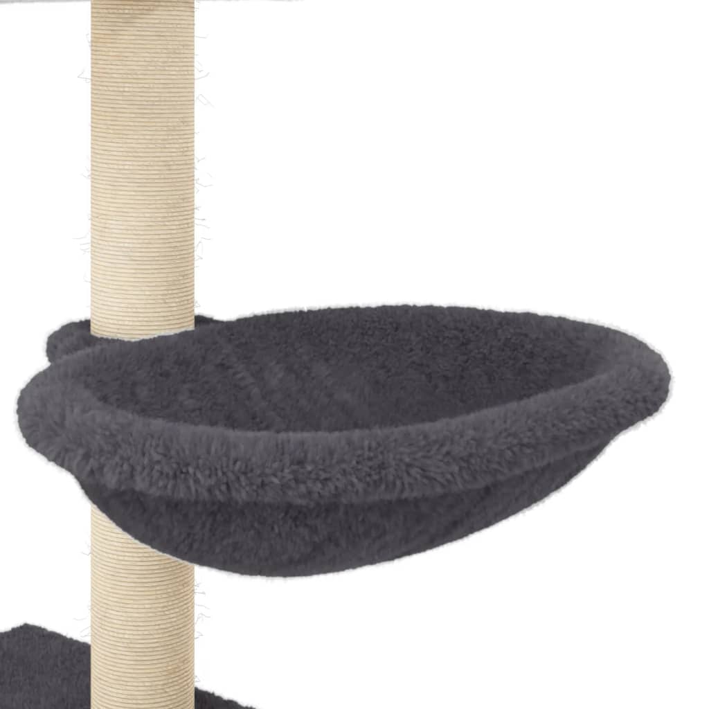 Albero per Gatti con Tiragraffi in Sisal Grigio Scuro 117 cm 172120