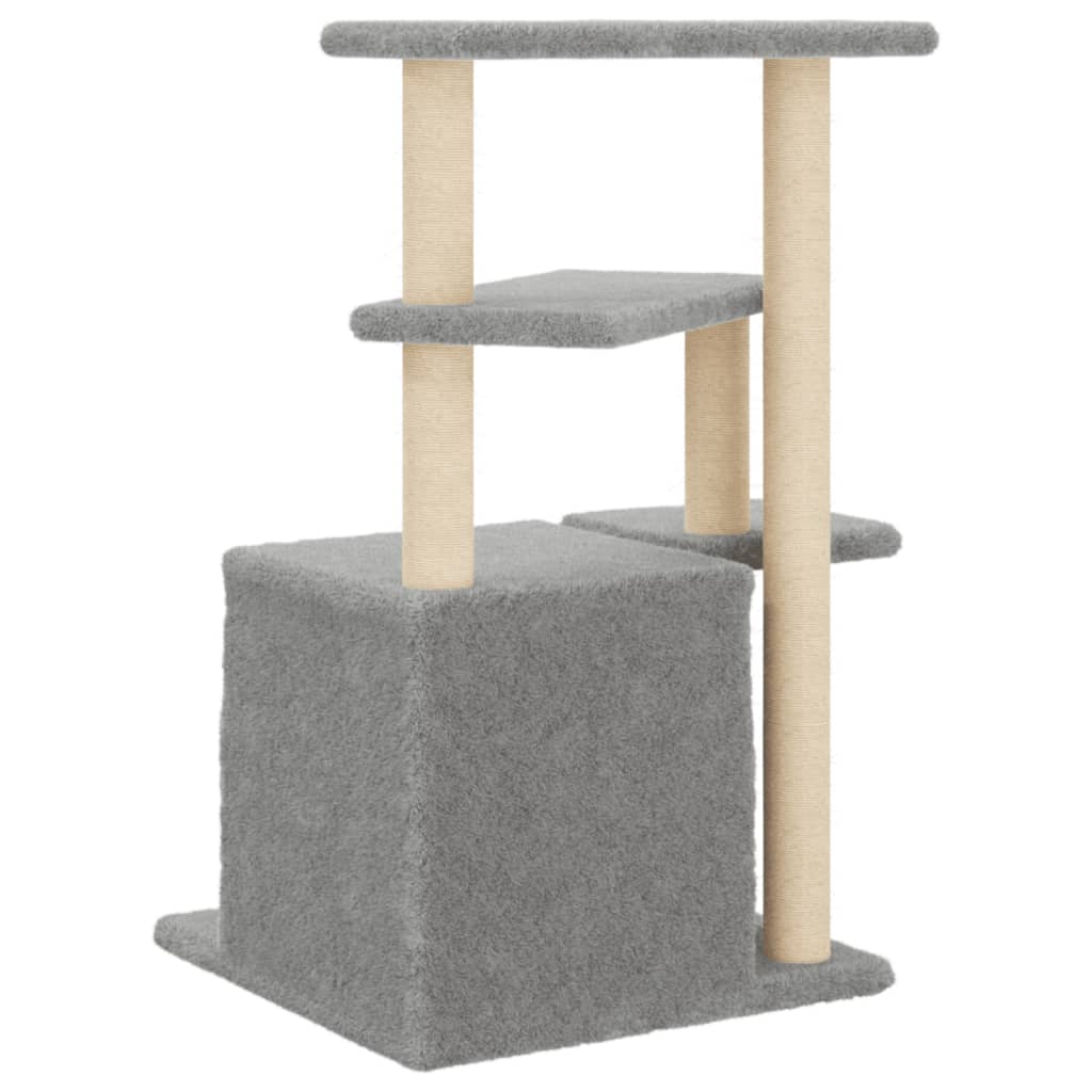 Albero per Gatti con Tiragraffi in Sisal Grigio Chiaro 83,5 cm 172122