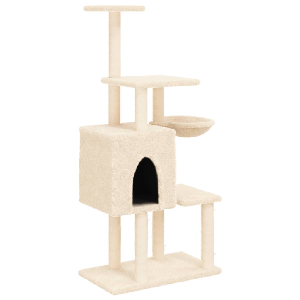 Albero per Gatti con Tiragraffi in Sisal Crema 131 cm 172127