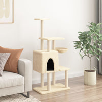 Albero per Gatti con Tiragraffi in Sisal Crema 131 cm 172127