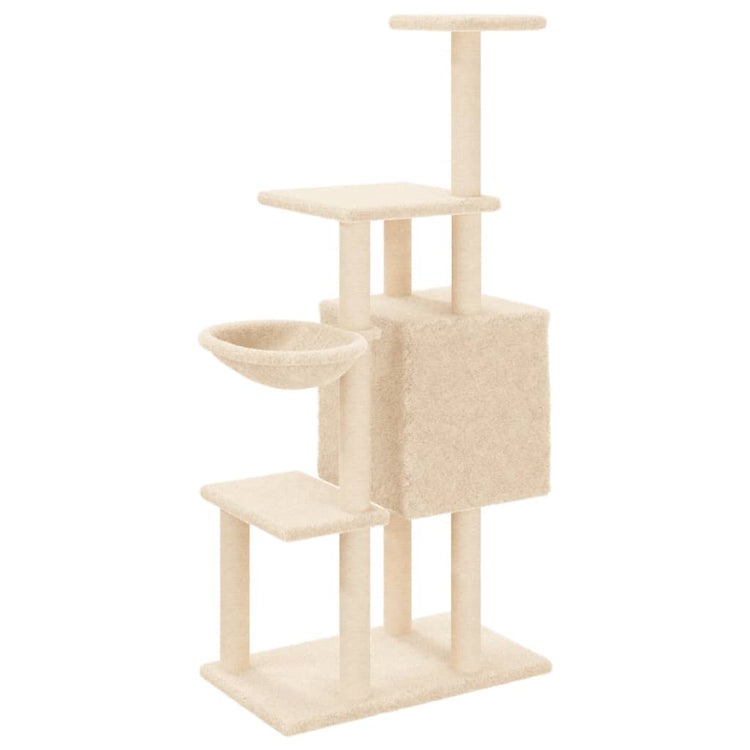 Albero per Gatti con Tiragraffi in Sisal Crema 131 cm 172127