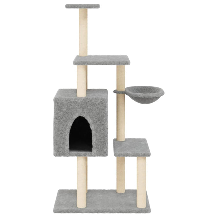 Albero per Gatti con Tiragraffi in Sisal Grigio Chiaro 131 cm 172128