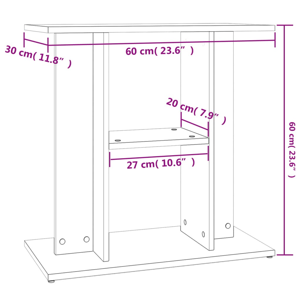 Supporto per Acquario 60x30x60 cm in Legno Multistrato Nero 833568