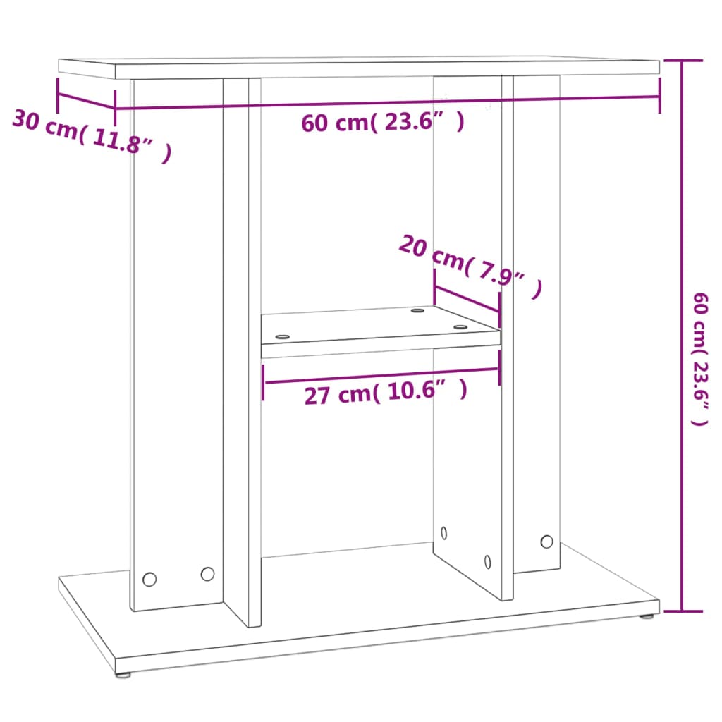 Supporto Acquario 60x30x60cm in Legno Multistrato Bianco Lucido 833569