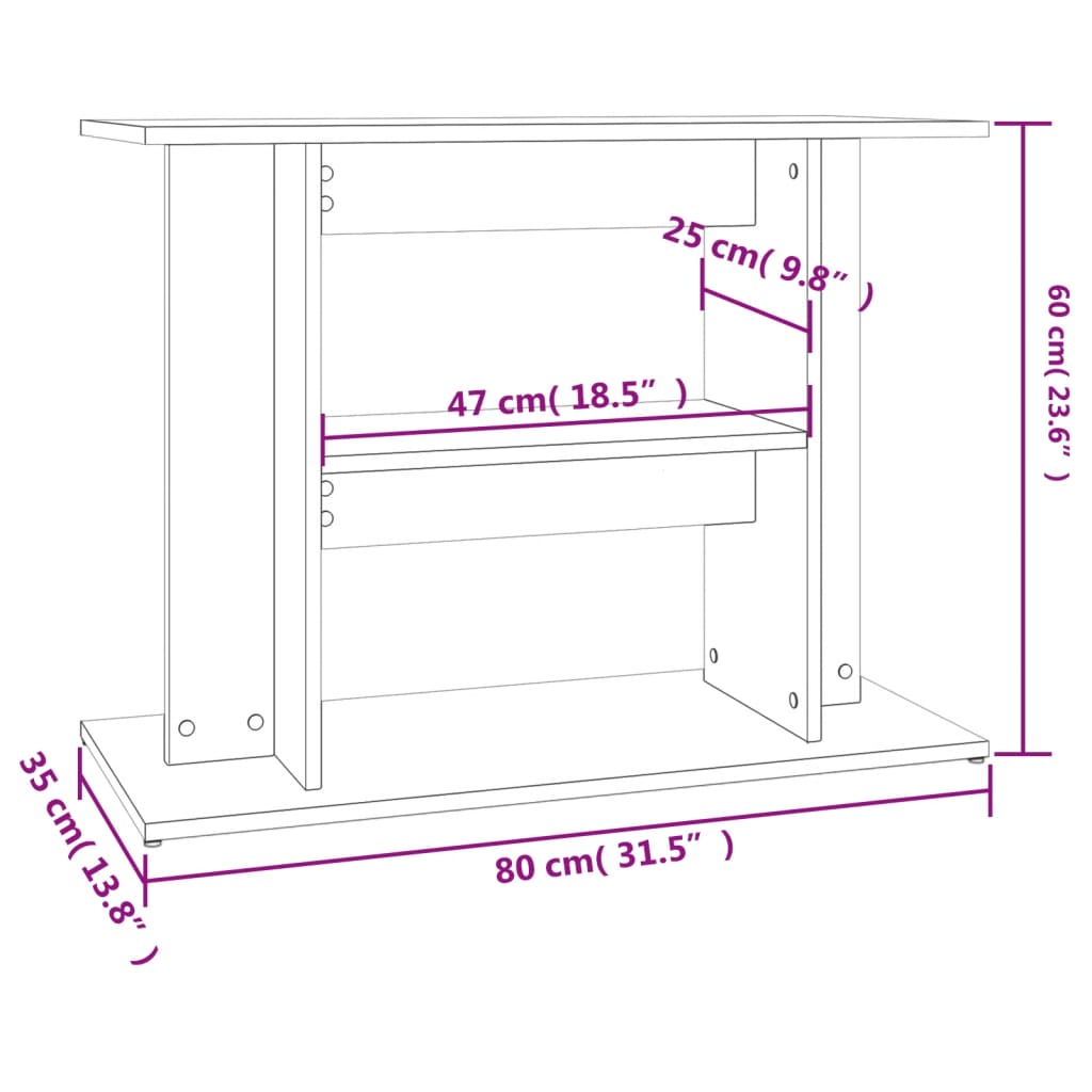 Supporto per Acquario 80x35x60 cm in Legno Multistrato Nero 833576