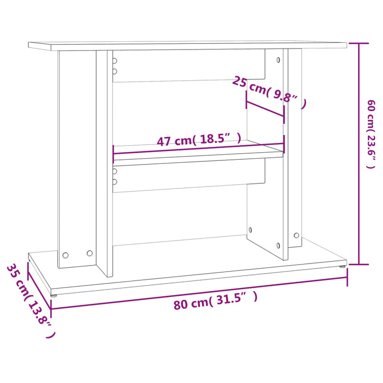 Supporto Acquario 80x35x60cm in Legno Multistrato Bianco Lucido 833577