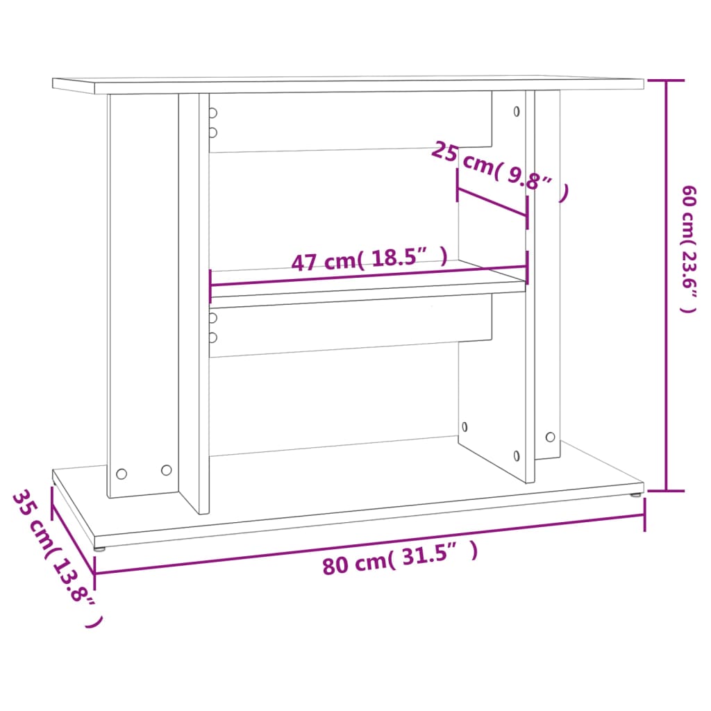 Supporto Acquario 80x35x60 cm Legno Multistrato Grigio Cemento 833579