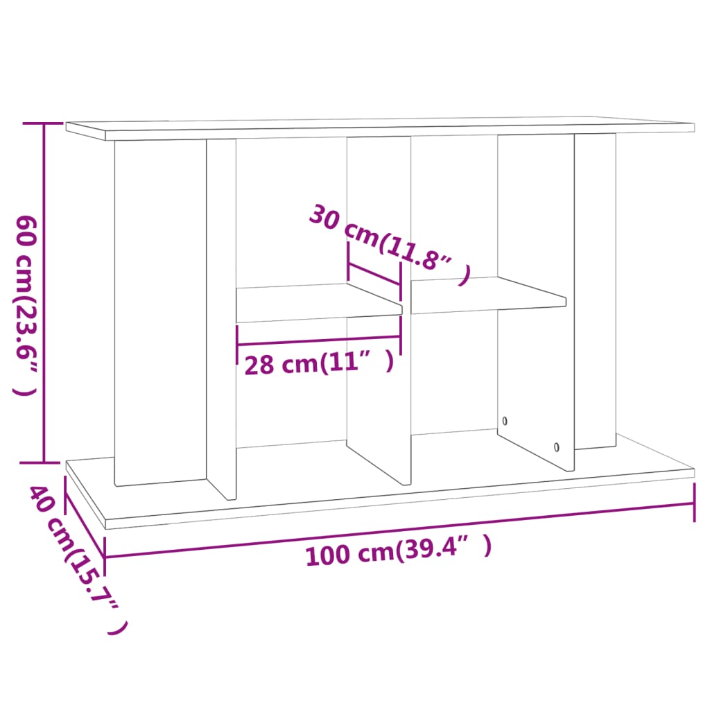 Supporto per Acquario 100x40x60 cm in Legno Multistrato Nero 833584