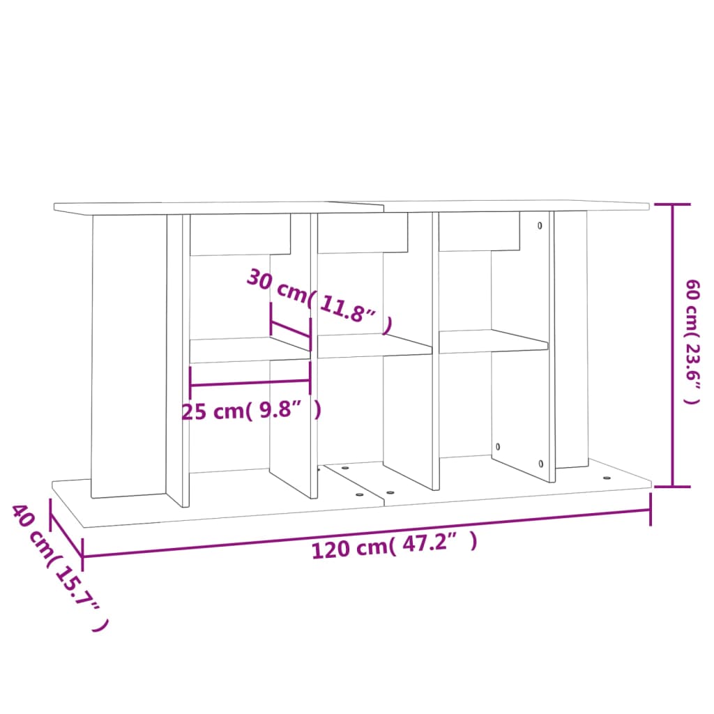 Supporto per Acquario 120x40x60 cm in Legno Multistrato Nero 833592