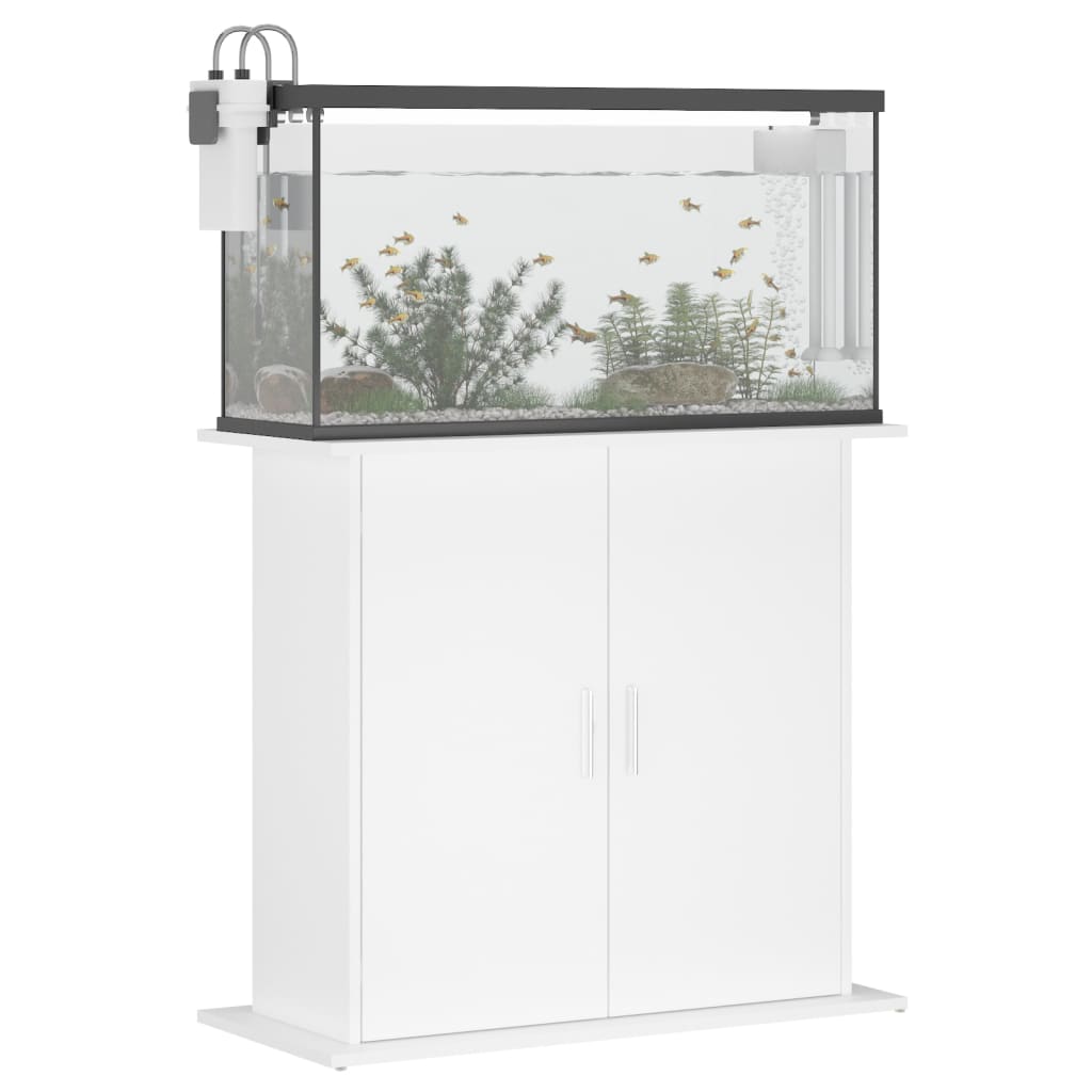 Supporto per Acquario Bianco 81x36x73 cm in Legno Multistrato 833599