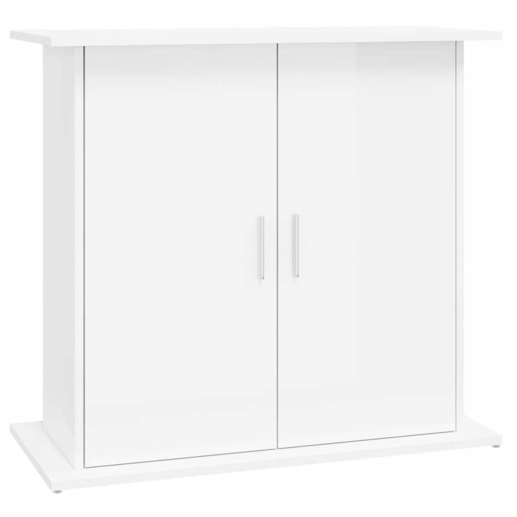 Supporto Acquario 81x36x73cm in Legno Multistrato Bianco Lucido 833601