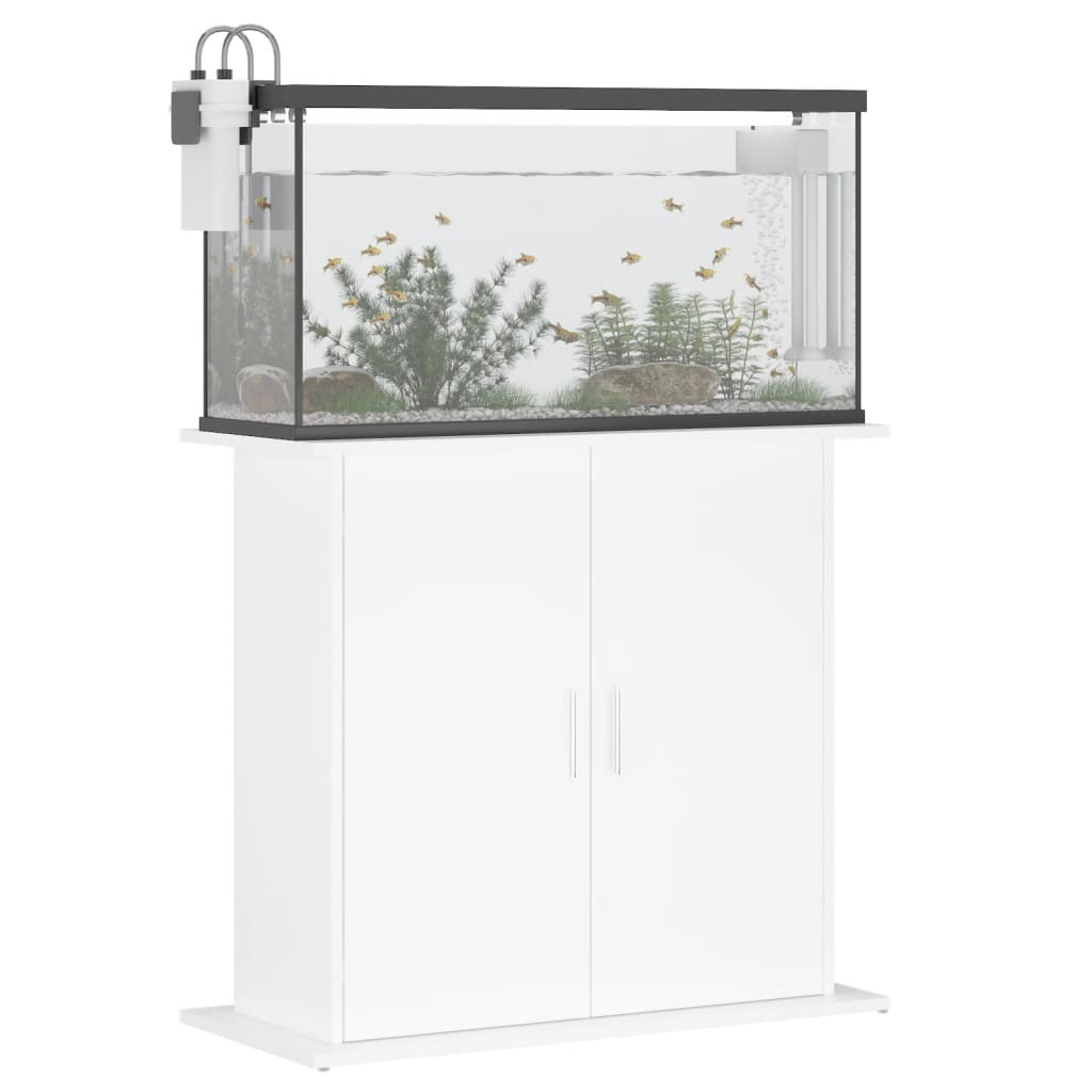 Supporto Acquario 81x36x73cm in Legno Multistrato Bianco Lucido 833601