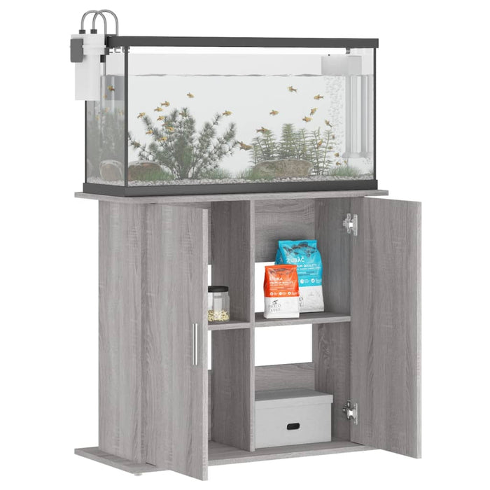 Supporto Acquario 81x36x73cm in Legno Multistrato Grigio Sonoma 833605