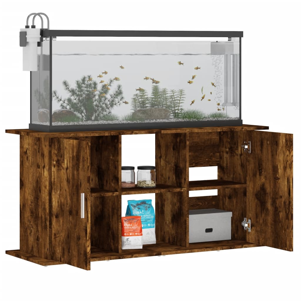 Supporto Acquario 121x41x58 cm in Legno Multistrato Rovere Fumo 833620