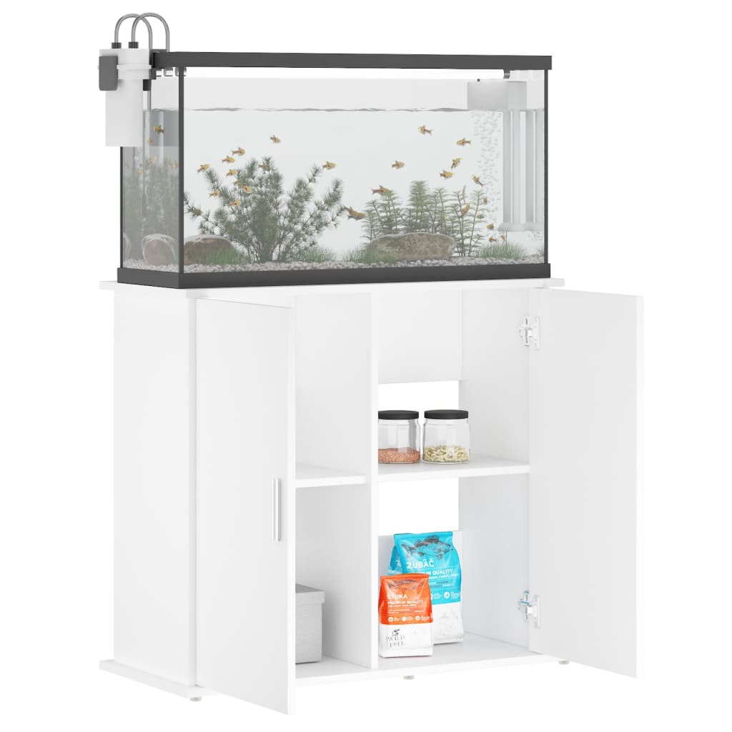 Supporto per Acquario Bianco 81x36x73 cm in Legno Multistrato 833623