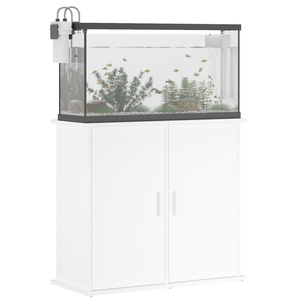 Supporto per Acquario Bianco 81x36x73 cm in Legno Multistrato 833623