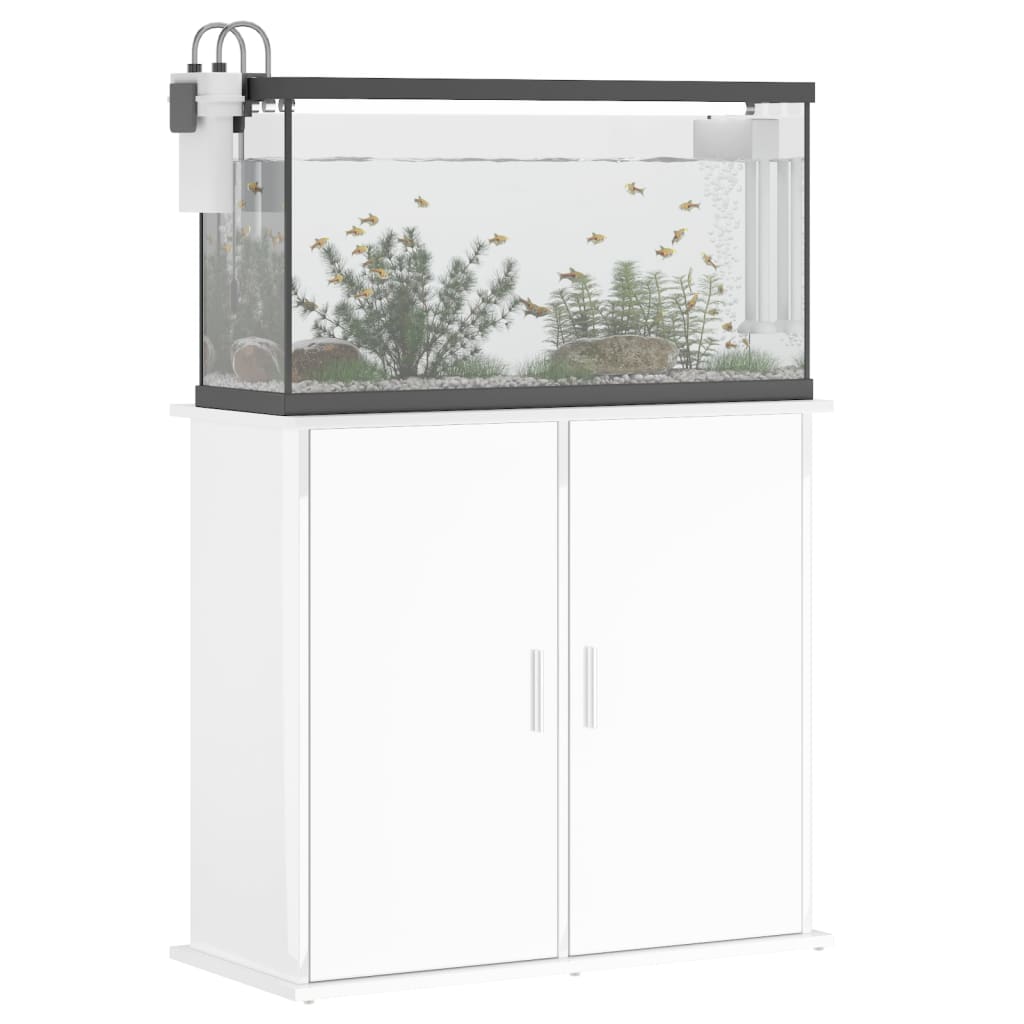 Supporto Acquario 81x36x73cm in Legno Multistrato Bianco Lucidocod mxl 102484