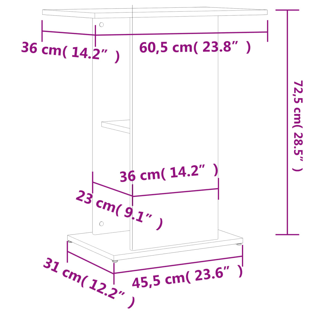 Supporto per Acquario Bianco 60,5x36x72,5 cm Legno Multistrato 833639