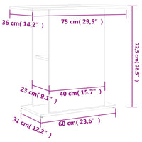 Supporto per Acquario Nero 36x75x72,5 cm in Legno Multistrato 833648