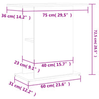 Supporto Acquario 36x75x72,5 cm Legno Multistrato Bianco Lucido 833649