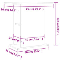 Supporto Acquario 36x75x72,5cm Legno Multistrato Grigio Cemento 833651