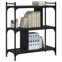 Libreria Nera 3 Ripiani 76x32x88 cm Legno Multistratocod mxl 131106