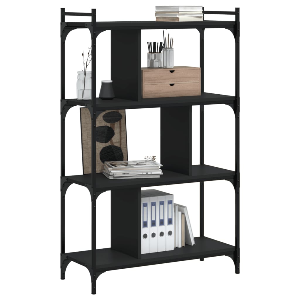 Libreria Nera 4 Ripiani 76x32x123 cm Legno Multistrato 833935