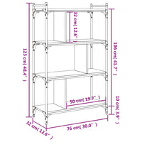 Libreria Nera 4 Ripiani 76x32x123 cm Legno Multistrato 833935