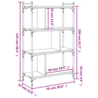 Libreria Rovere Fumo 4 Ripiani 76x32x123 cm Legno Multistrato 833937