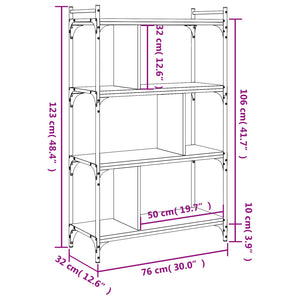 Libreria Rovere Fumo 4 Ripiani 76x32x123 cm Legno Multistrato 833937