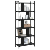 Libreria Nera 6 Ripiani 76x32x192 cm Legno Multistratocod mxl 131107