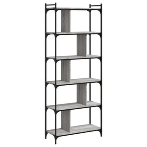 Libreria Grigio Sonoma 6 Ripiani 76x32x192 cm Legno Multistrato 833948