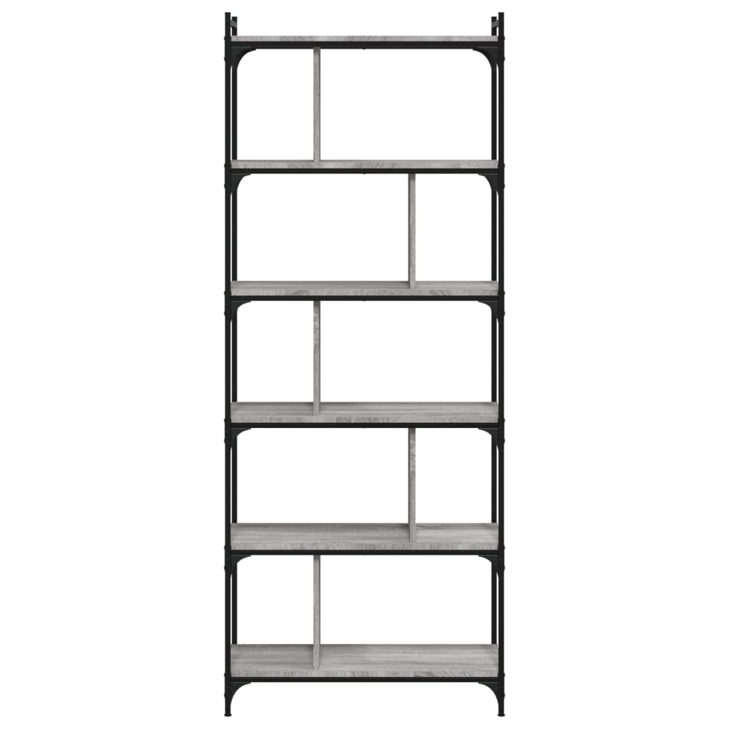 Libreria Grigio Sonoma 6 Ripiani 76x32x192 cm Legno Multistrato 833948