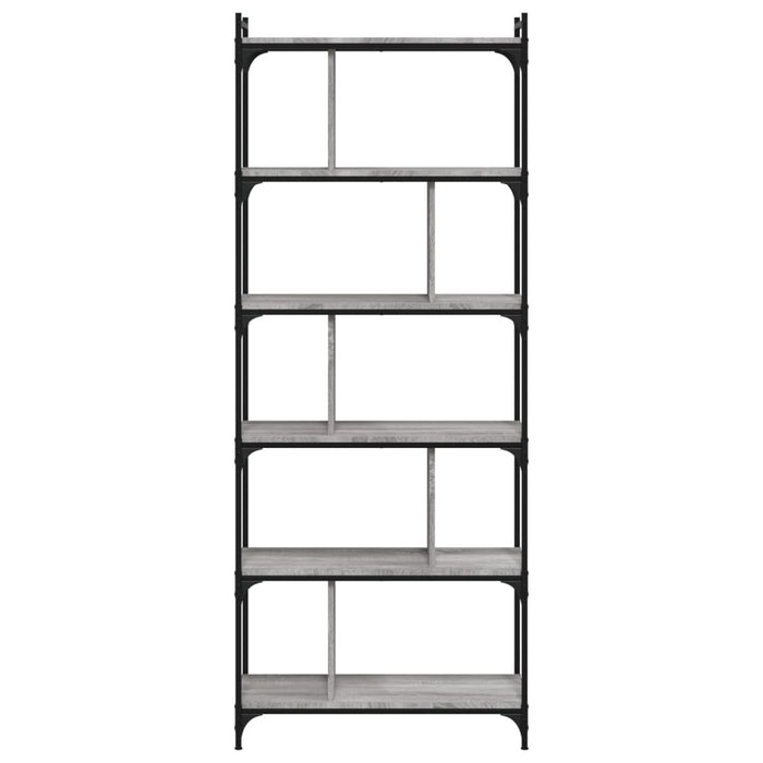 Libreria Grigio Sonoma 6 Ripiani 76x32x192 cm Legno Multistrato 833948