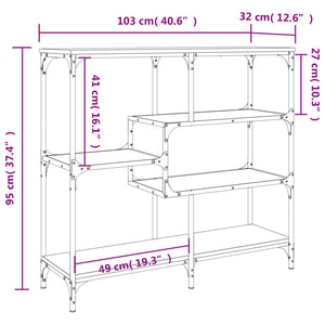 Tavolino Consolle Nero 103x32x95 cm in Legno Multistrato 833950