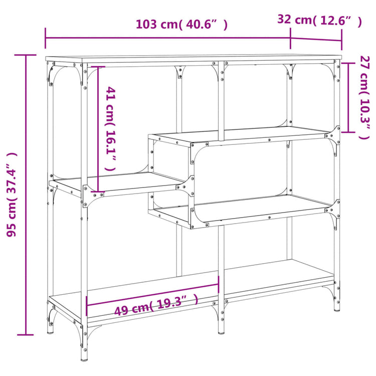 Tavolo Consolle Rovere Sonoma 103x32x95 cm in Legno Multistrato 833951