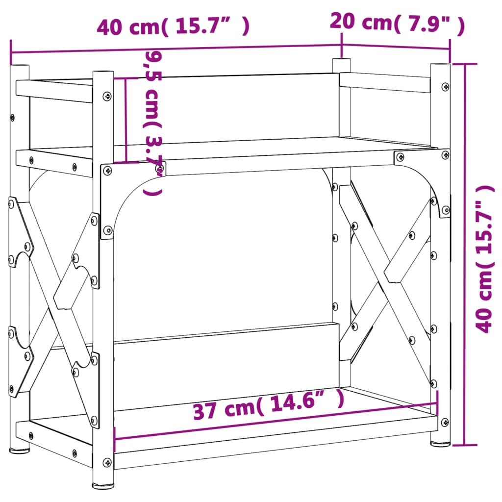 Supporto per Stampante 2 Livelli Nero 40x20x40 cm Multistrato 833990