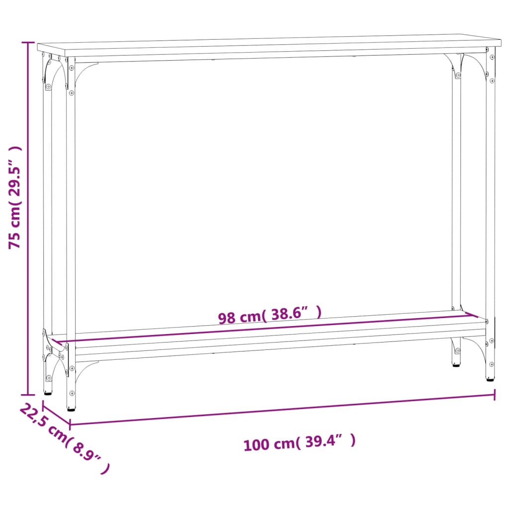 Tavolino Consolle Nero 100x22,5x75 cm in Legno Multistrato 834015