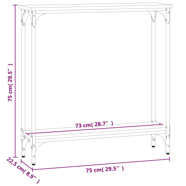 Tavolino Consolle Rovere Sonoma 75x22,5x75cm Legno Multistrato 834021