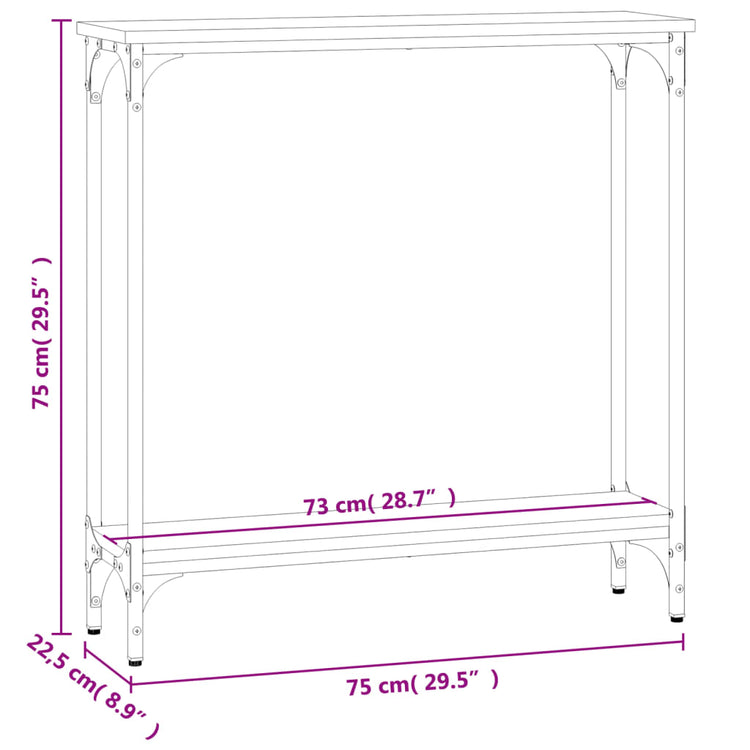 Tavolino Consolle Grigio Sonoma 75x22,5x75 cm Legno Multistrato 834023