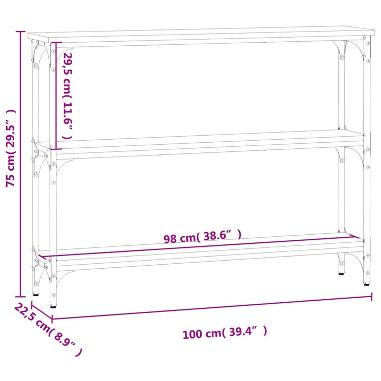 Tavolino Consolle Nero 100x22,5x75 cm in Legno Multistrato 834025