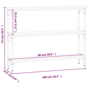 Tavolino Consolle Rovere Fumo 100x22,5x75 cm Legno Multistrato 834027