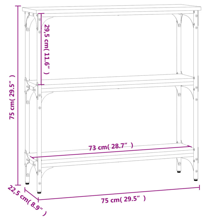 Tavolino Consolle Nero 75x22,5x75 cm in Legno Multistrato 834030