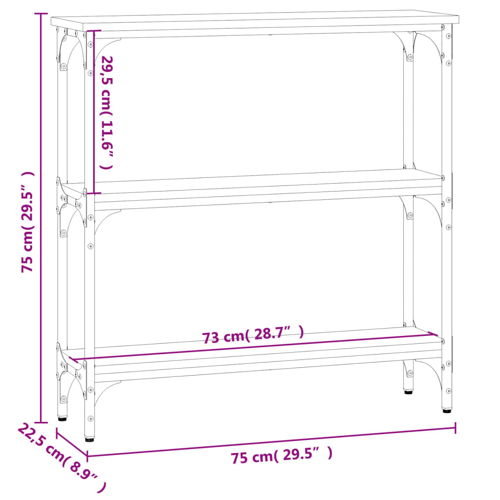 Tavolino Consolle Rovere Sonoma 75x22,5x75cm Legno Multistrato 834031