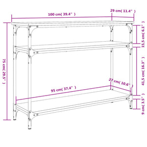 Tavolino Consolle Nero 100x29x75 cm in Legno Multistrato 834035